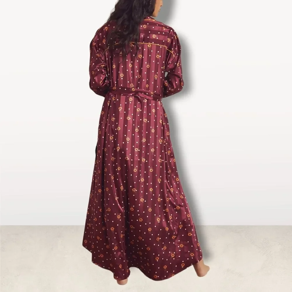 NWT FREE PEOPLE Pajama Party Robe Wine Combo L